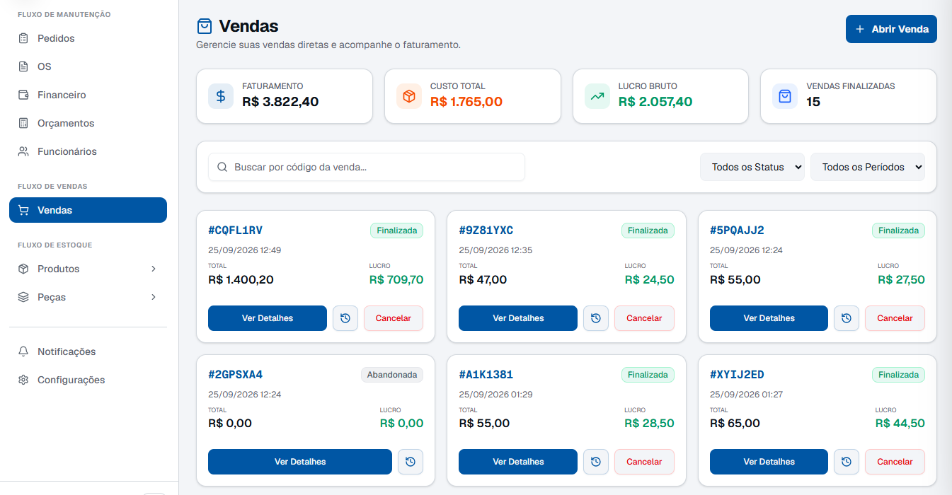 Interface de Gestão de Vendas